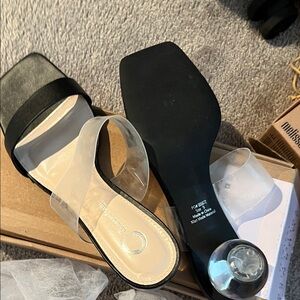 Charles & Keith Black and Clear Strap Sandals